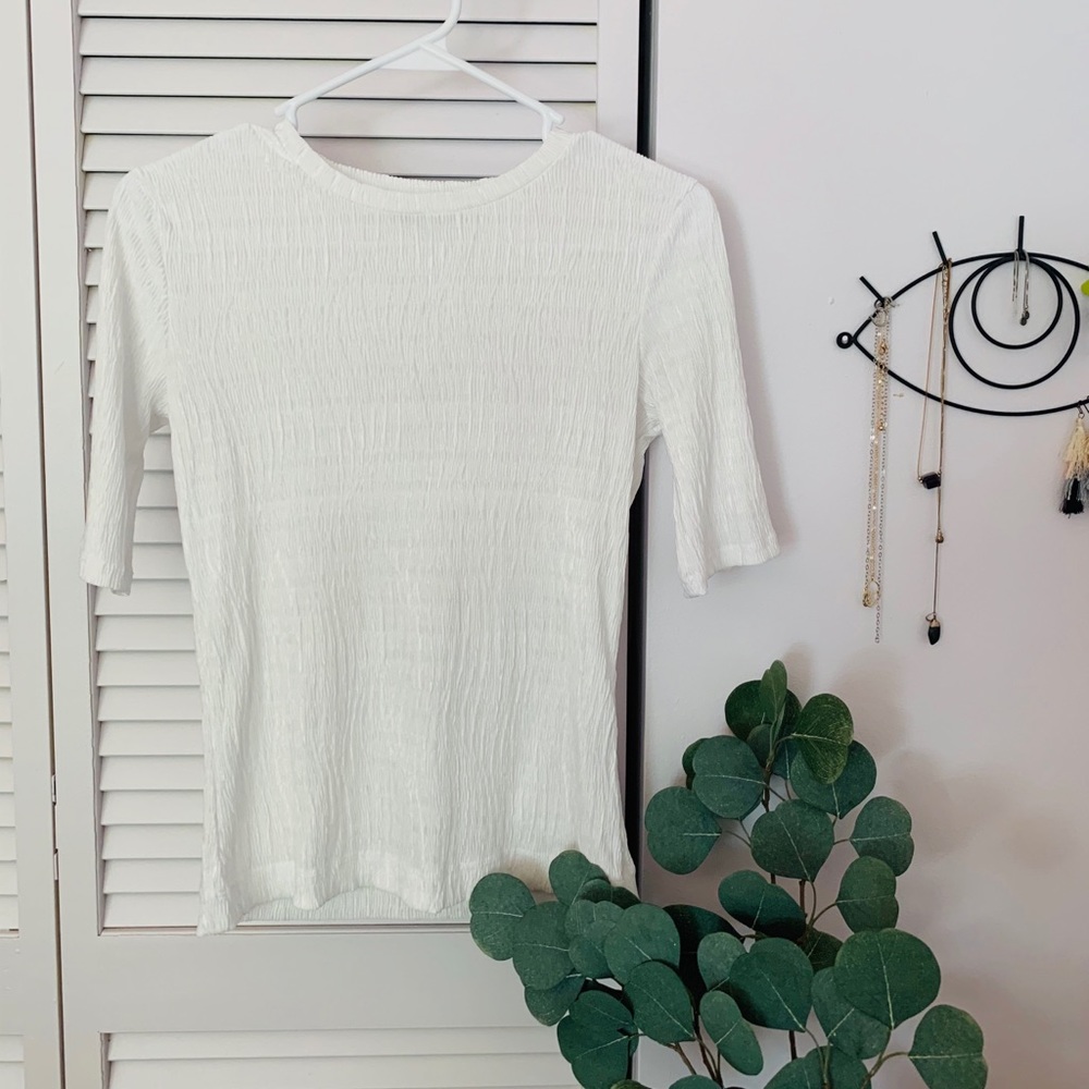 ZARA | White ruffle blouse